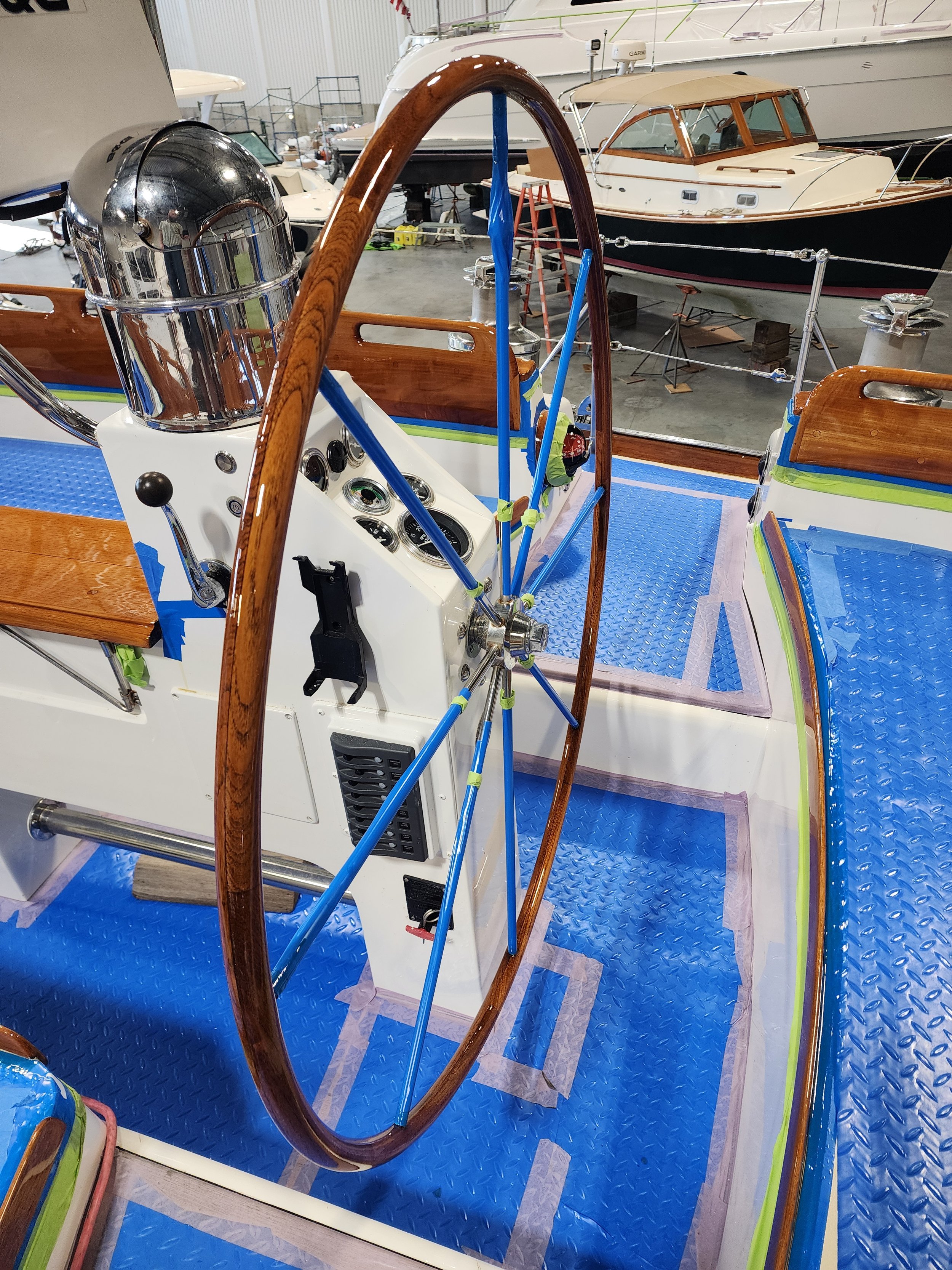 Wheel brightwork finished with Epifanes