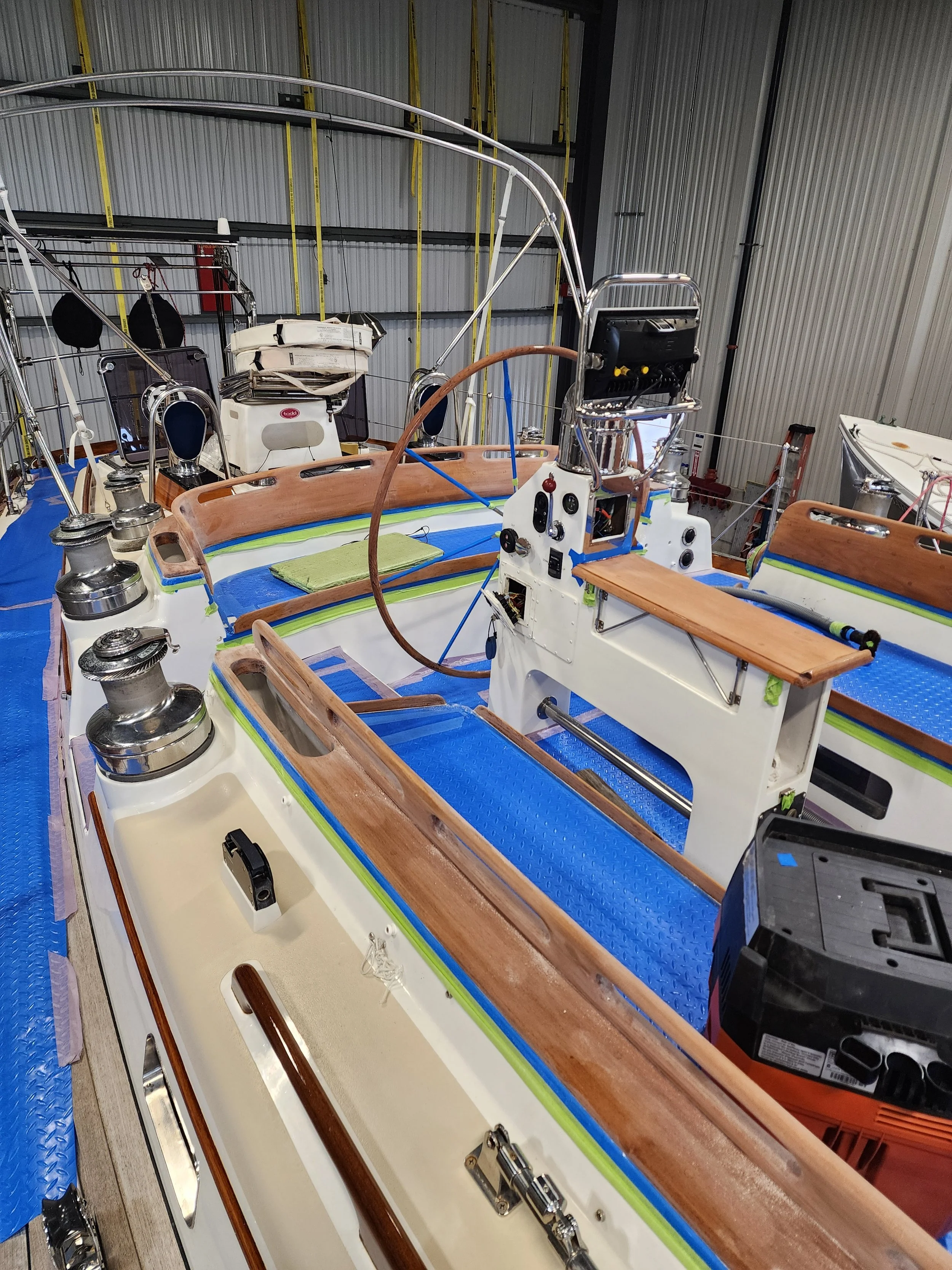 Before! Little Harbor boat coaming maintenance