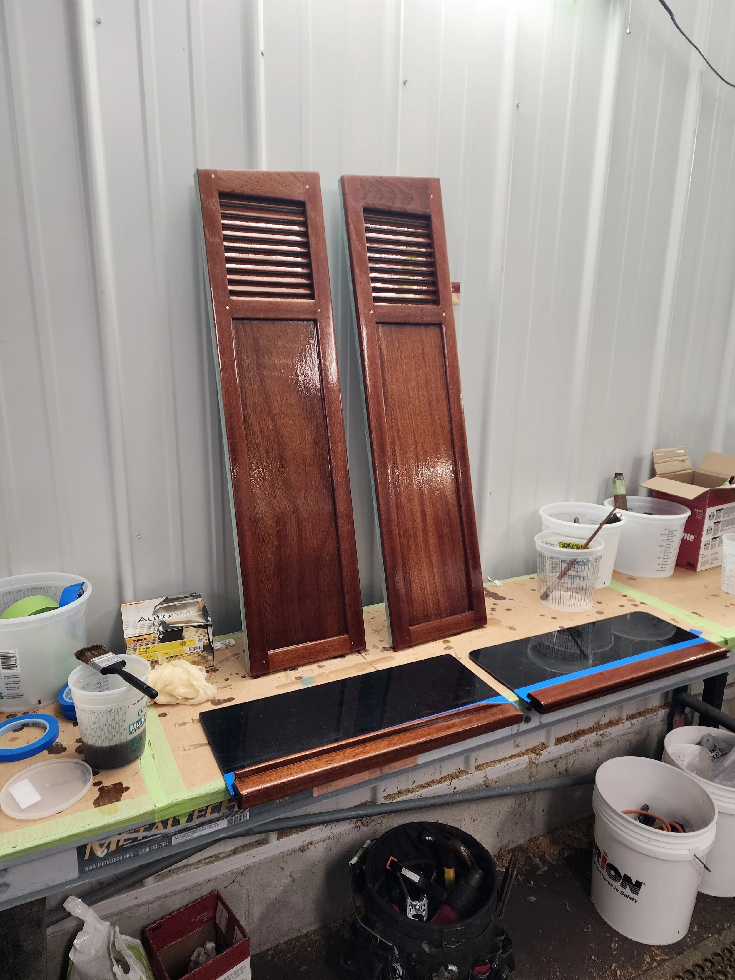 Varnishing Brightwork in process