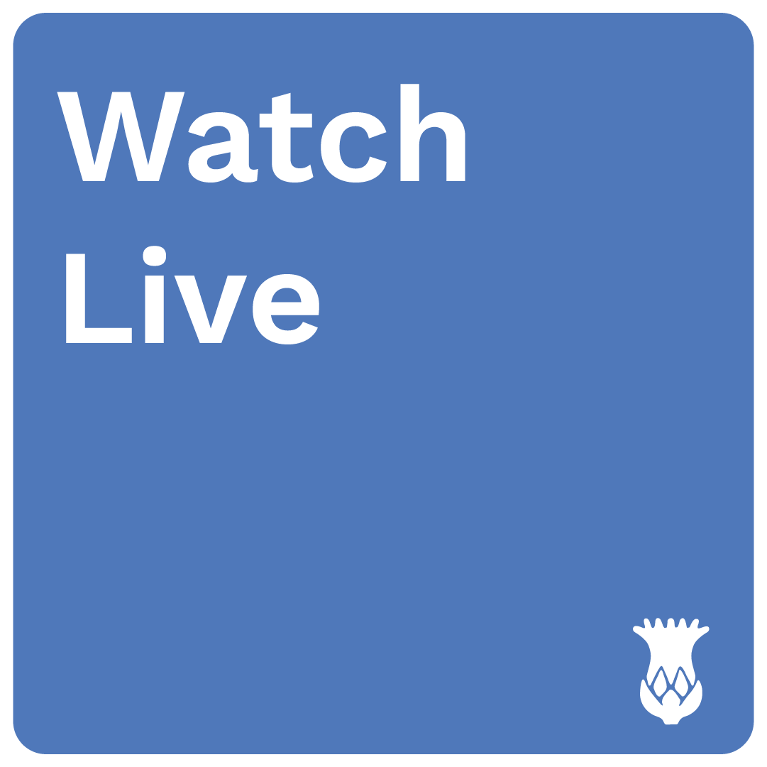 Blue square sign with white text saying "Watch Live" and a small white pineapple icon in the bottom right corner.