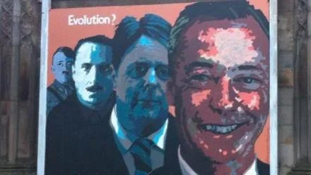 A mural showing four different portraits of men with the word 'Evolution' written at the top.