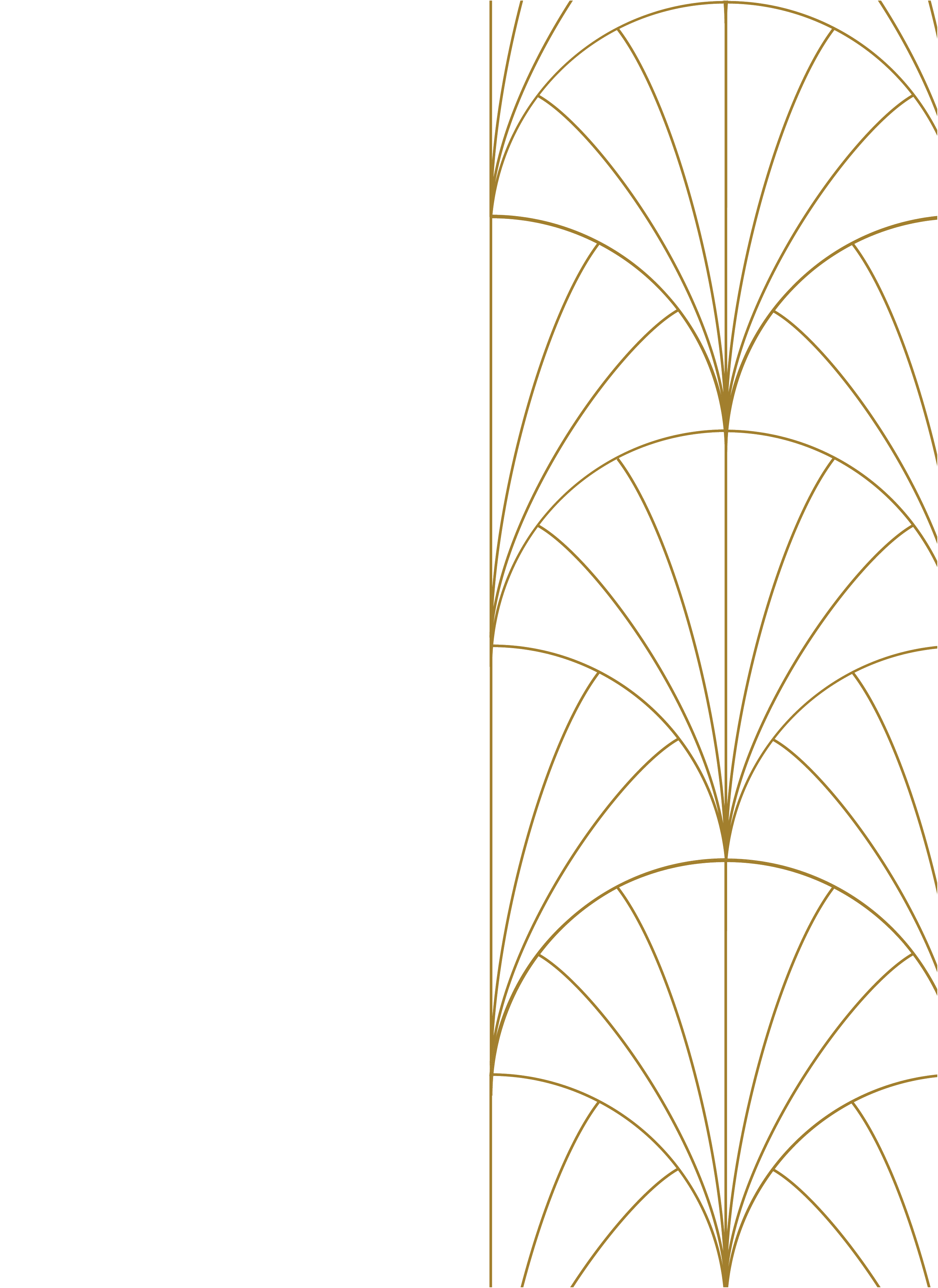Digital illustration of a symmetrical, abstract, golden arching pattern on a black background, resembling stylized leaves or feathers.