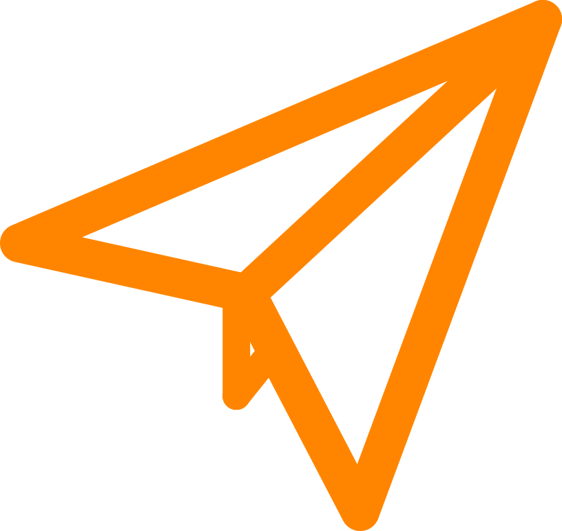 Orange outlined paper airplane icon