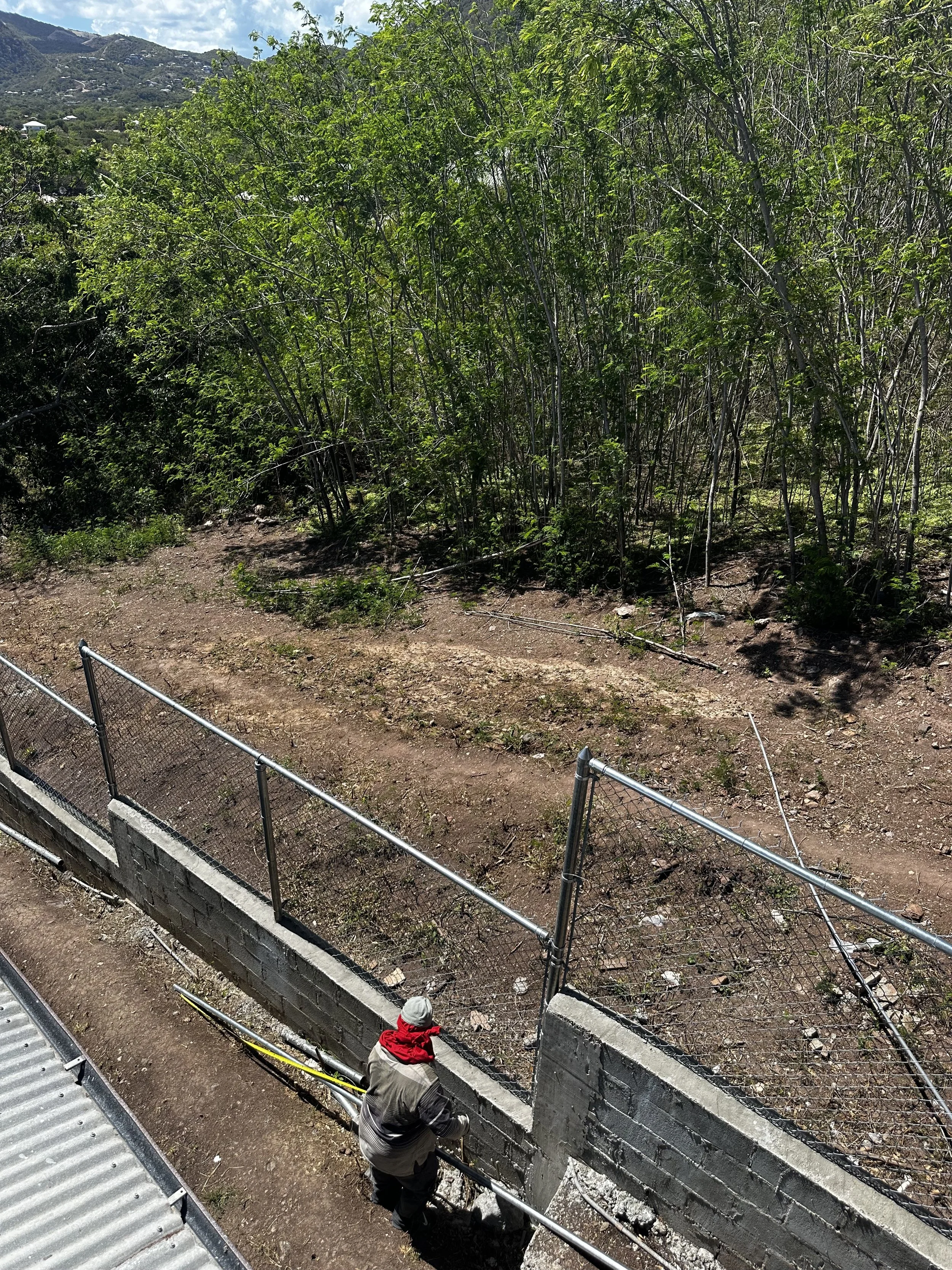 Security fencing in place