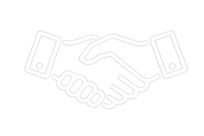 Outline of two hands shaking, representing a handshake.