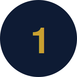 Number one inside a dark blue circle