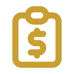 Gold money bag icon with dollar sign.