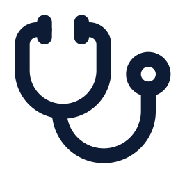 Outline of a stethoscope in dark blue.