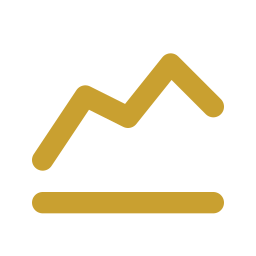 Gold-colored line graph with an upward trend on a white background.