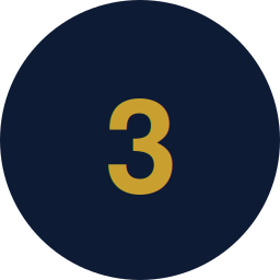 A black circular background with the number 3 in gold in the center