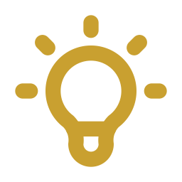 Gold-colored lightbulb icon on a black background