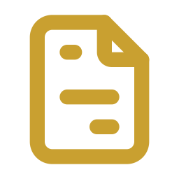 Icon of a document or a piece of paper with a folded corner, in gold color.