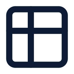 Abstract icon with four square sections in a grid pattern