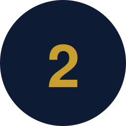 A dark blue circular background with a large gold number 2 in the center.