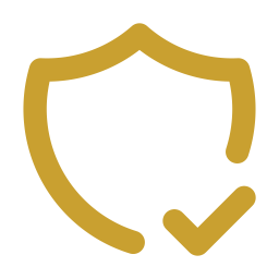 A shield icon with a checkmark, symbolizing security or protection.