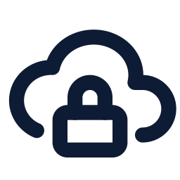 Cloud icon with a lock symbol, representing cloud security or protected cloud data.