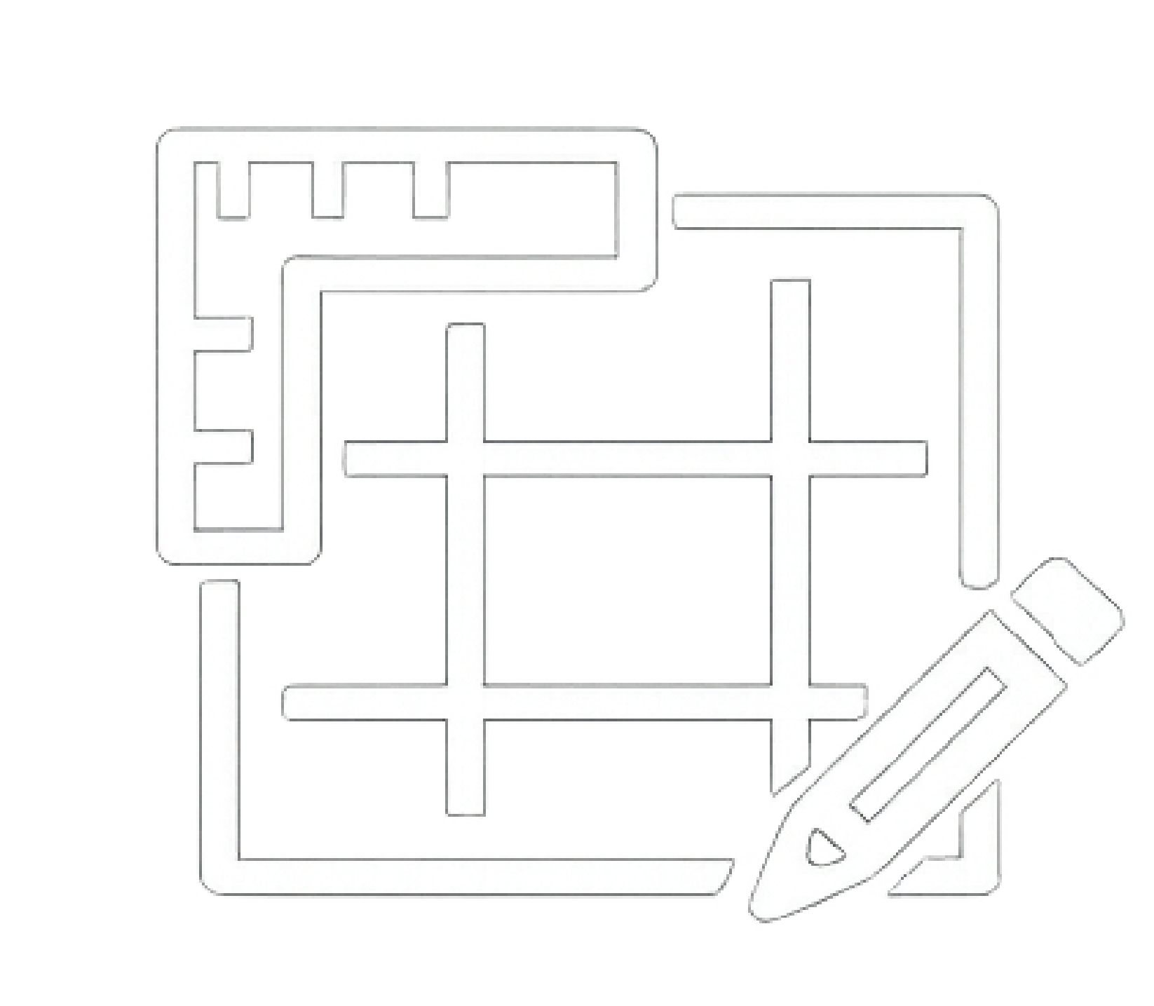 A blueprint or schematic of a plumbing system with pipes, fixtures, and a wrench for maintenance.