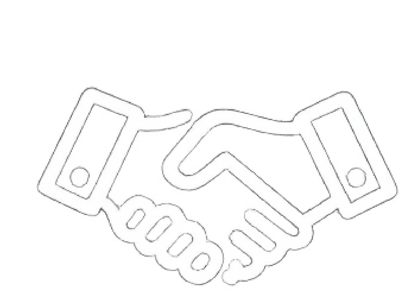 Neon sign of two hands shaking, symbolizing agreement or partnership.