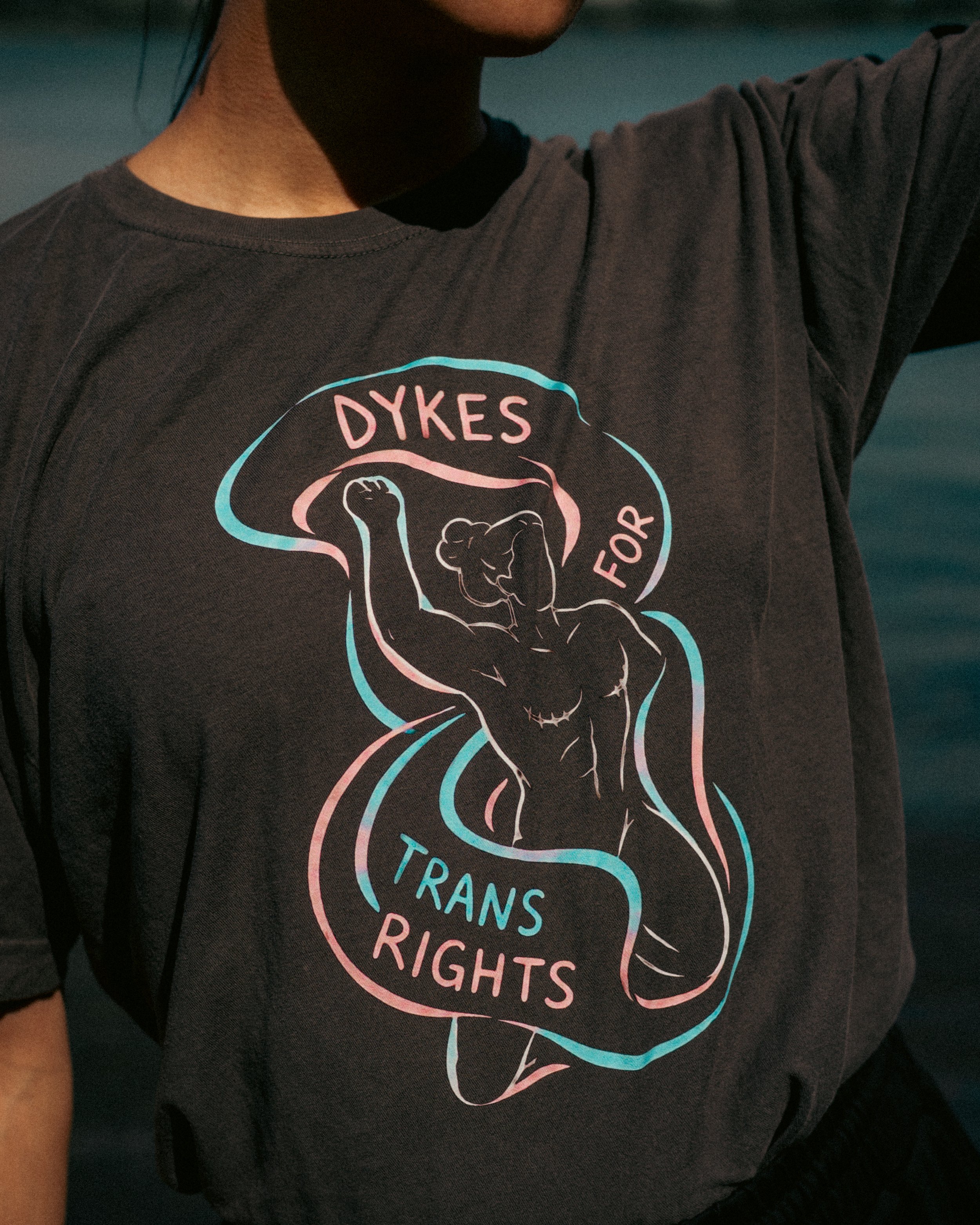 "Dykes for Trans Rights" Tee — Charcoal
$45.00