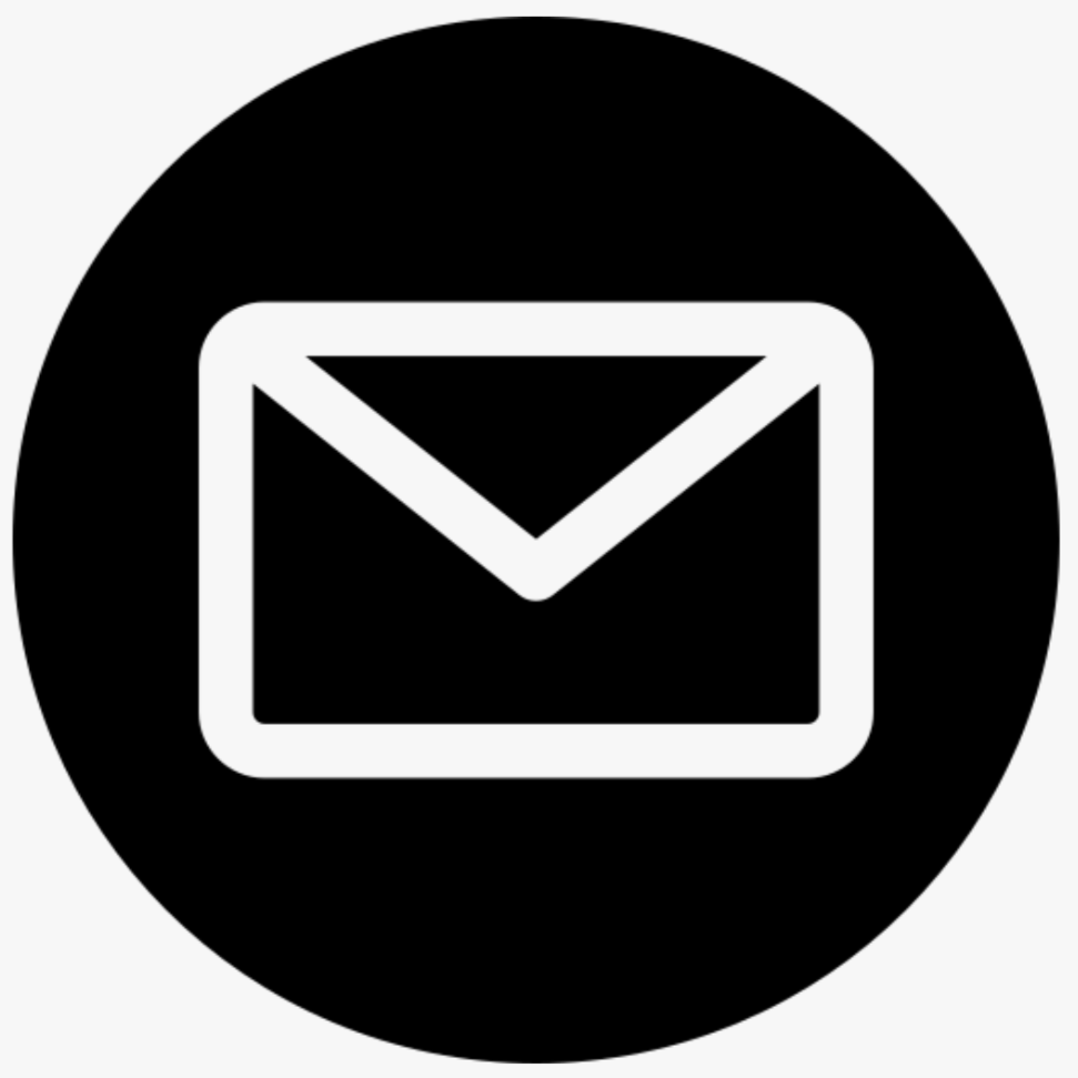 Email icon with an envelope inside a black circle.