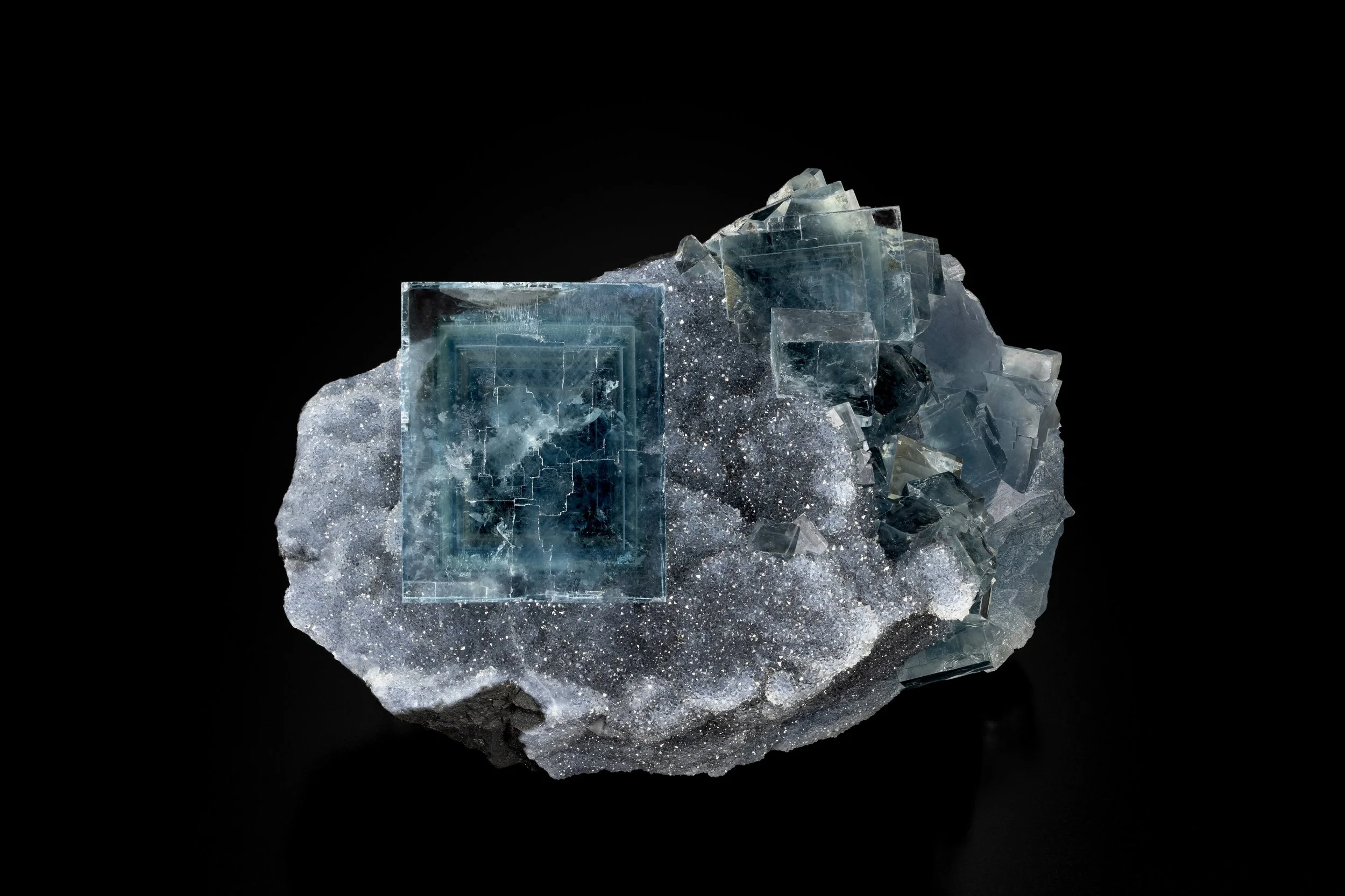 Fluorite on Quartz 7 cm  
Mont-Roc Mine, Tarn, France