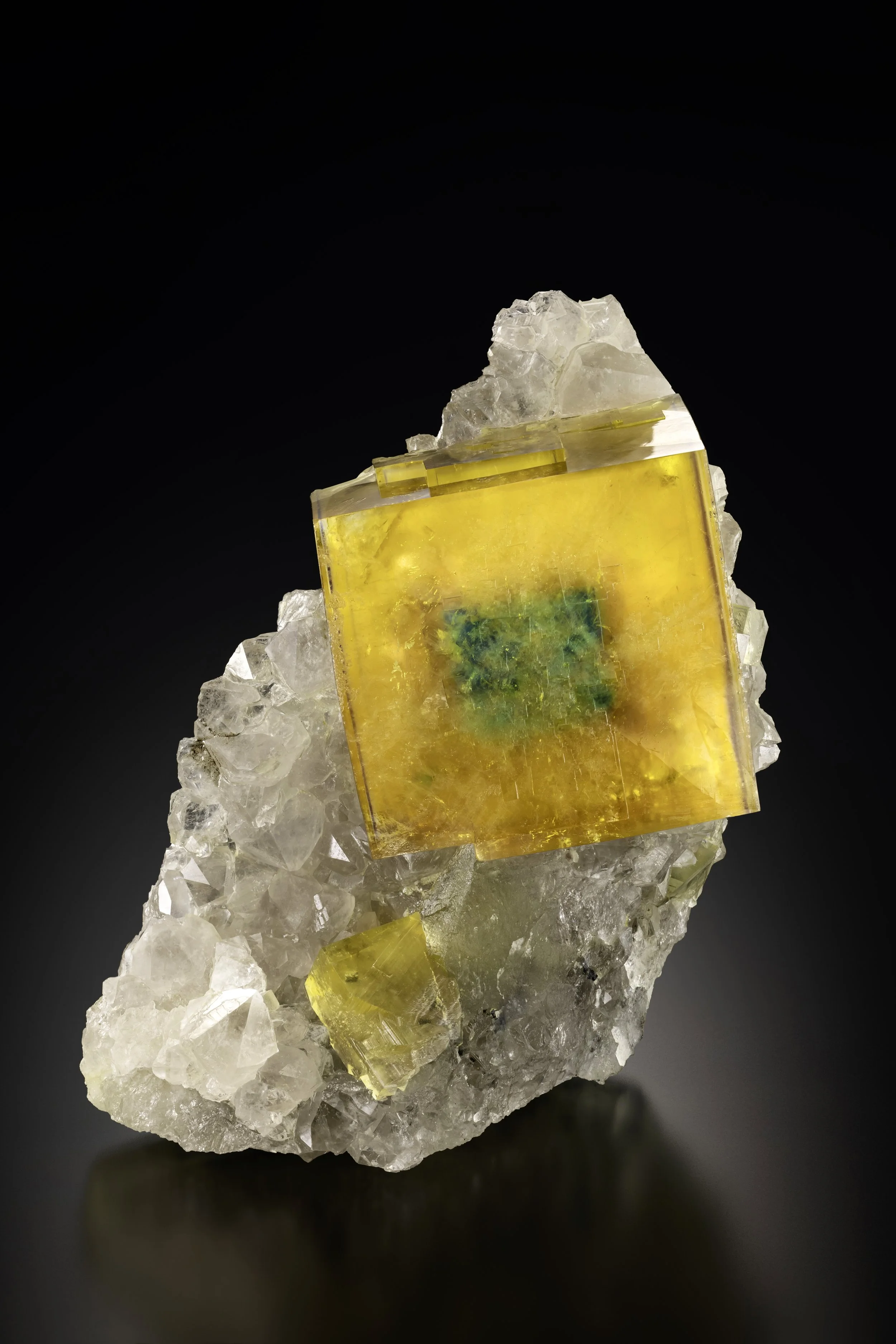 Fluorite on Quartz 10 cm   
Marsanges Mine, Hute-Loire, France