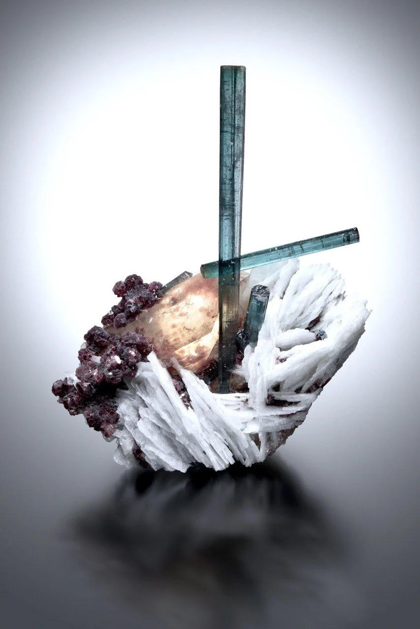 Tourmaline, Lepidolite, and Quartz 26 CM   Pederneira Mine, Minas Gerais, Brazil