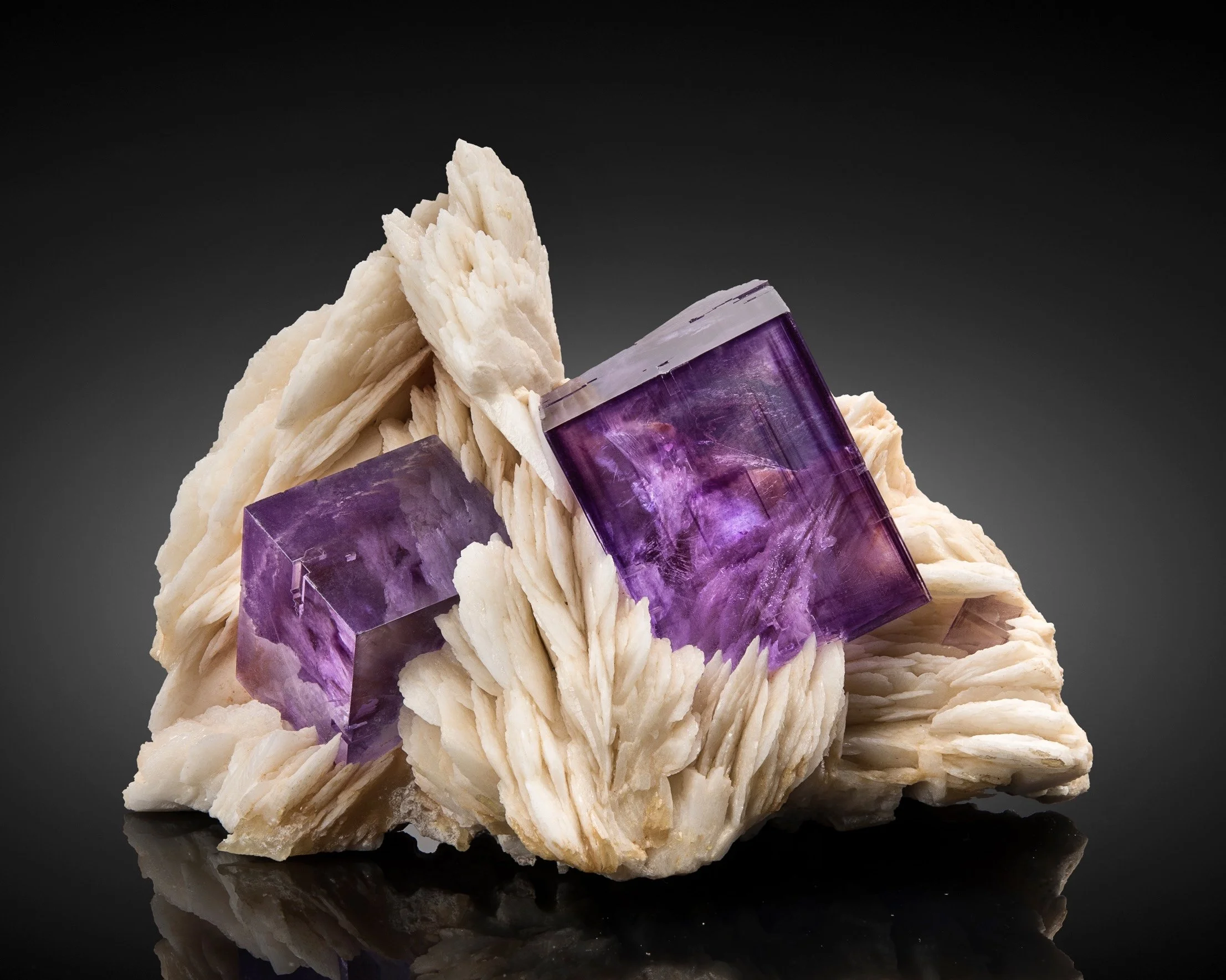 Fluorite on Barite 6 cm  
Berbes Mining Area, Spain 