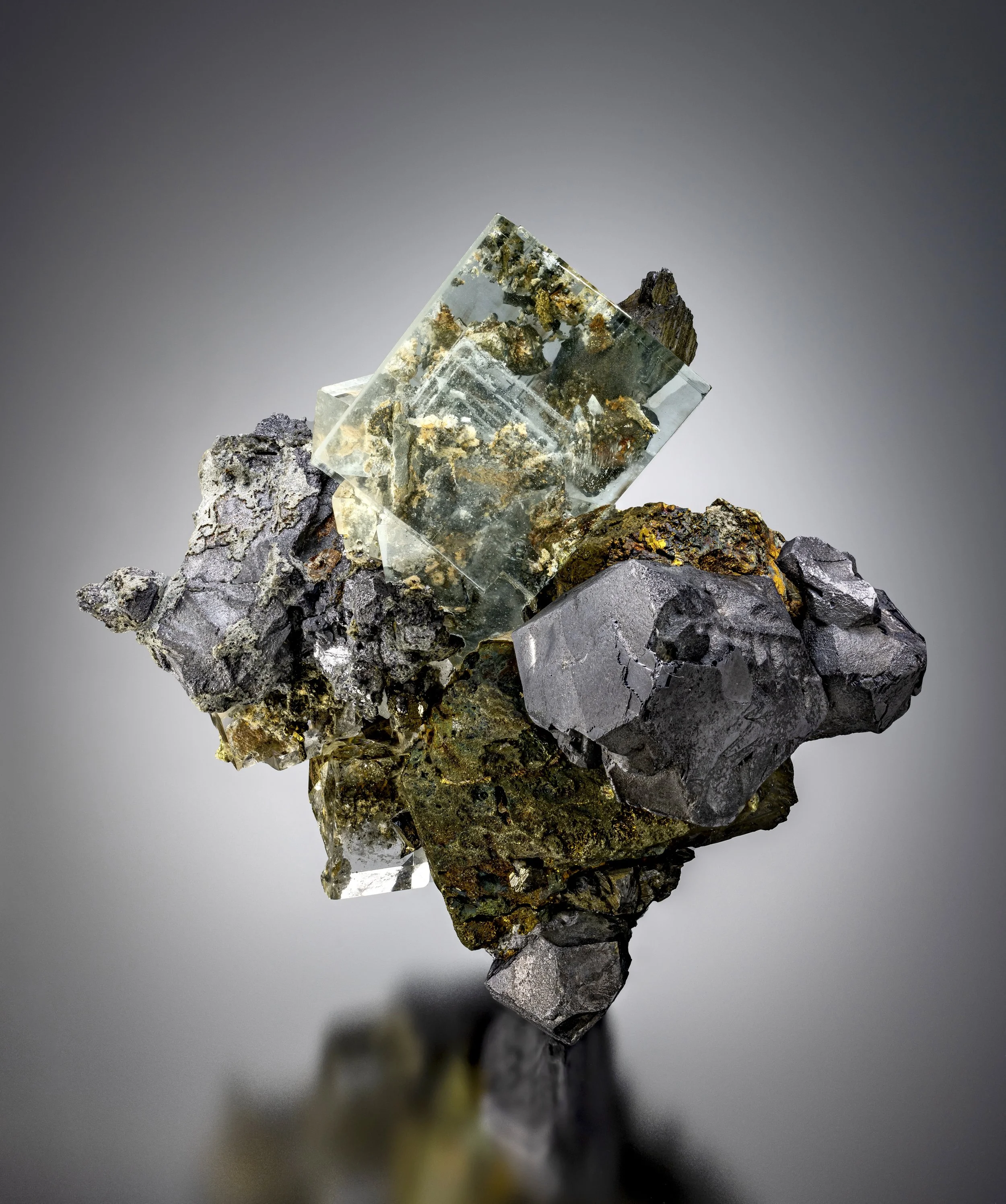 Fluorite on Galena 9 cm  
Dal'negorsk Mines, Primorsky Krai, Russia