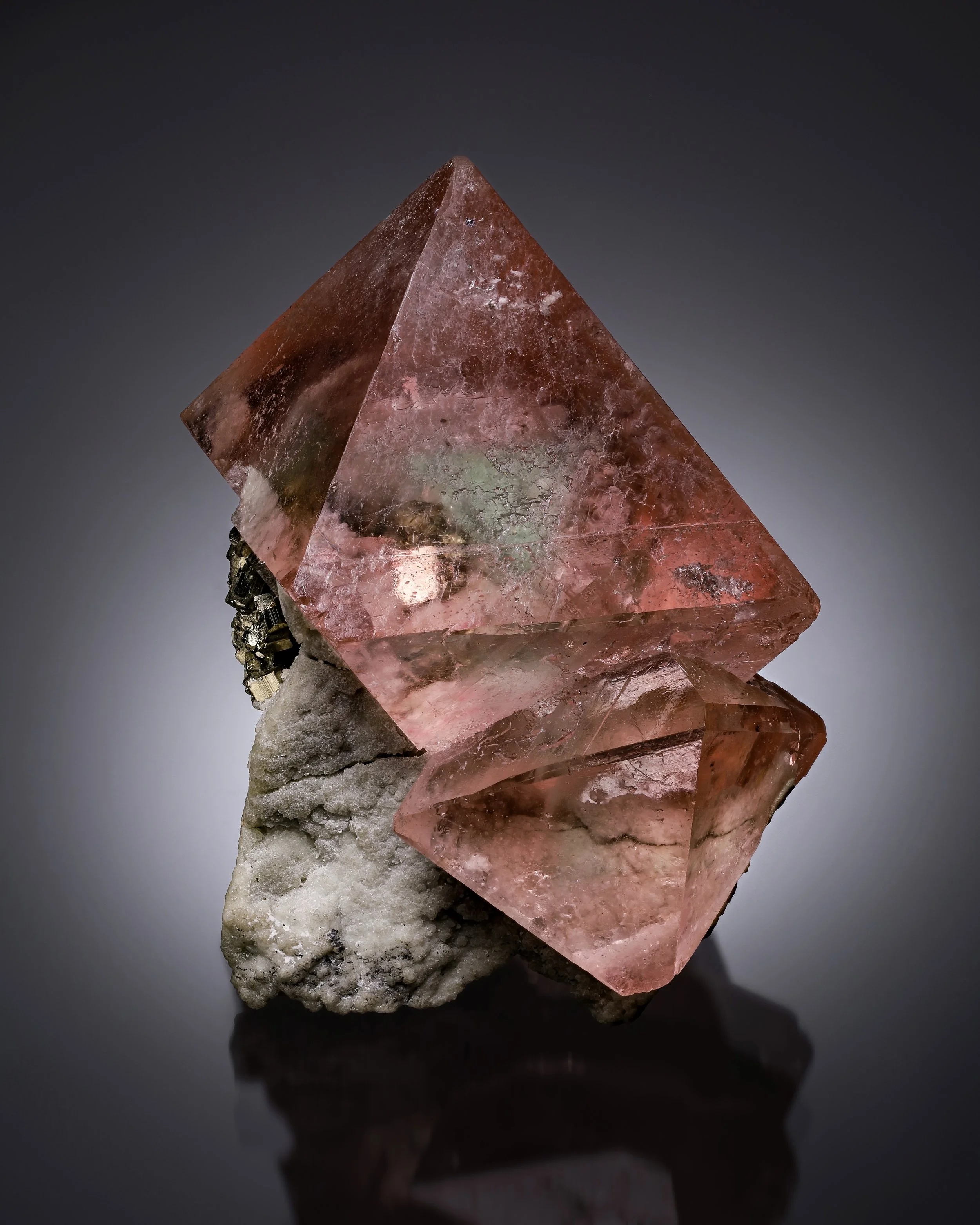 Fluorite Pyrite 6 cm  
Huanzala Mine, Huallanca District, Peru