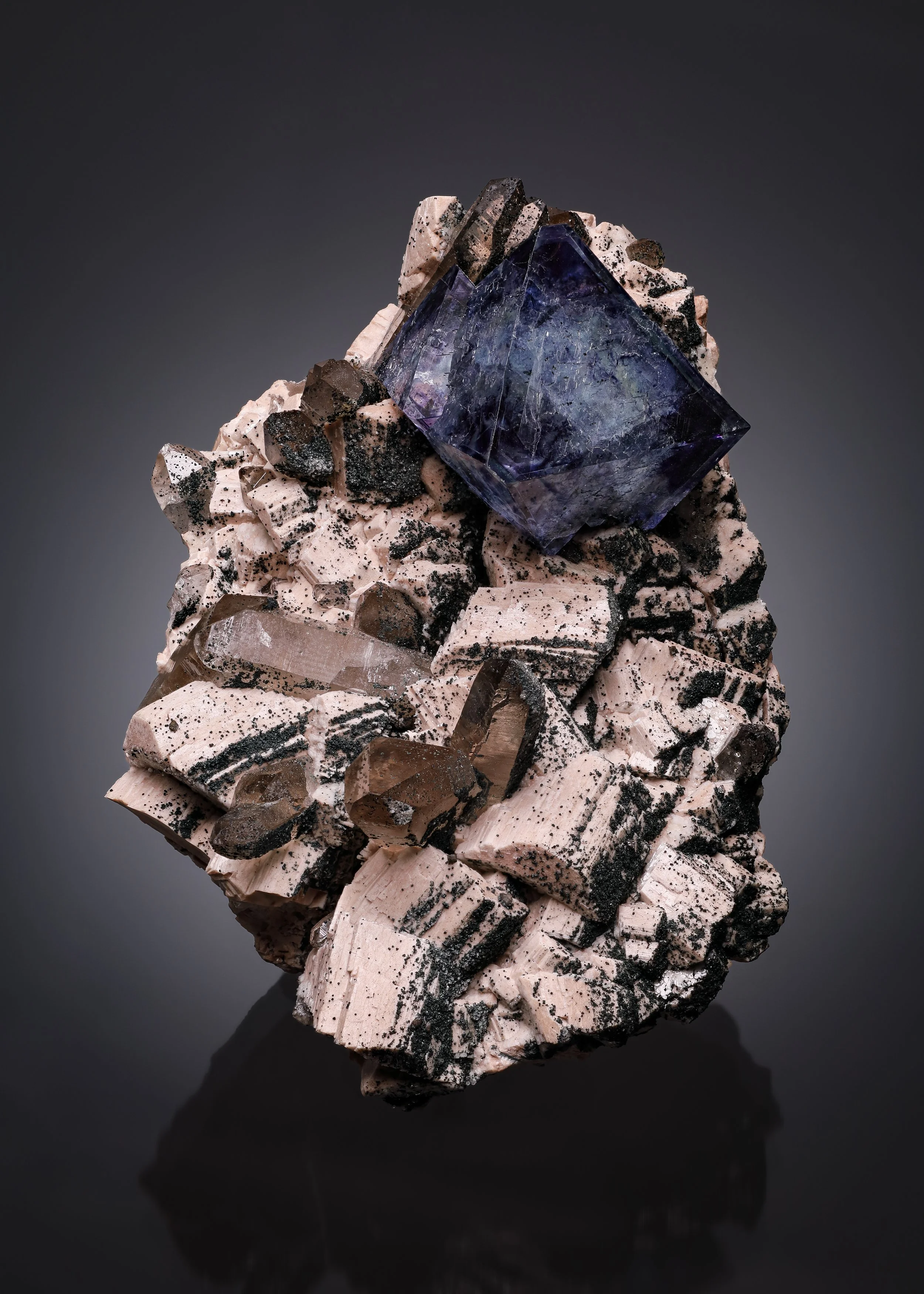 Fluorite with Quartz and Feldspar 11 cm  
Tongbei Mine, Fuijan, China 