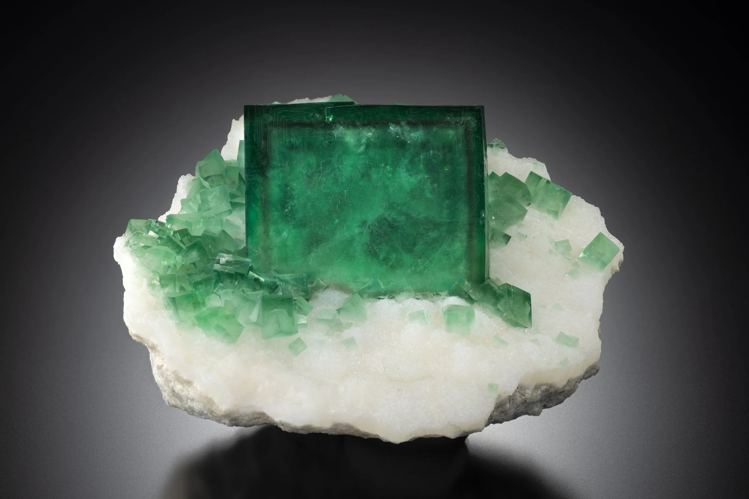 Fluorite on Calcite 7 cm  
Ambatofinandrahana, Madagascar