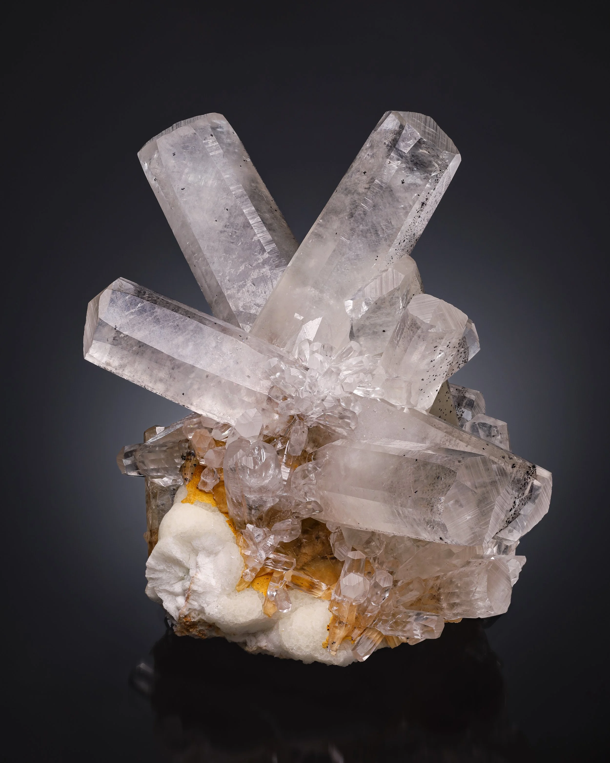 Calcite with Pyrolusite 16 cm  
Sanmenxia Province, China 
