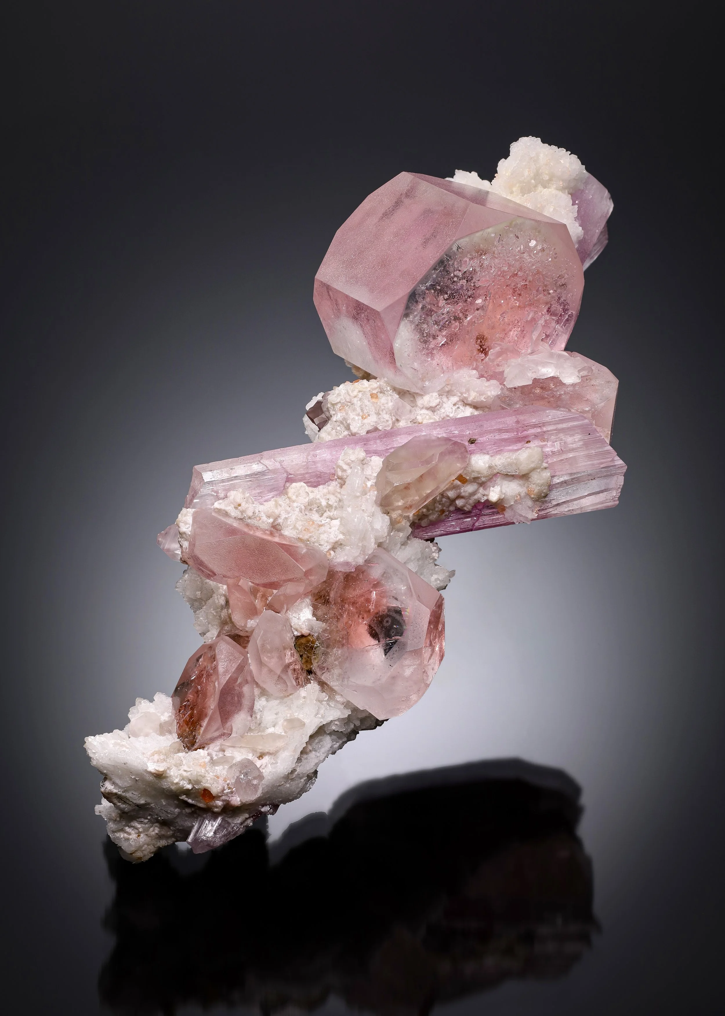 Morganite, Kunzite, & Quartz 16 cm  
Mawi Pegmatite, Nuristan, Afghanistan
