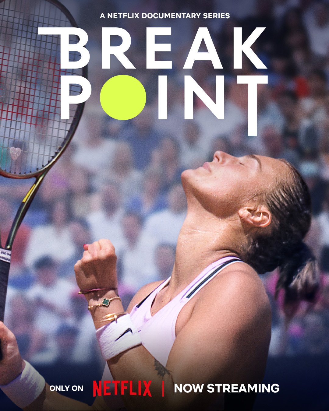 Poster for Netflix documentary series titled 'Break Point'.