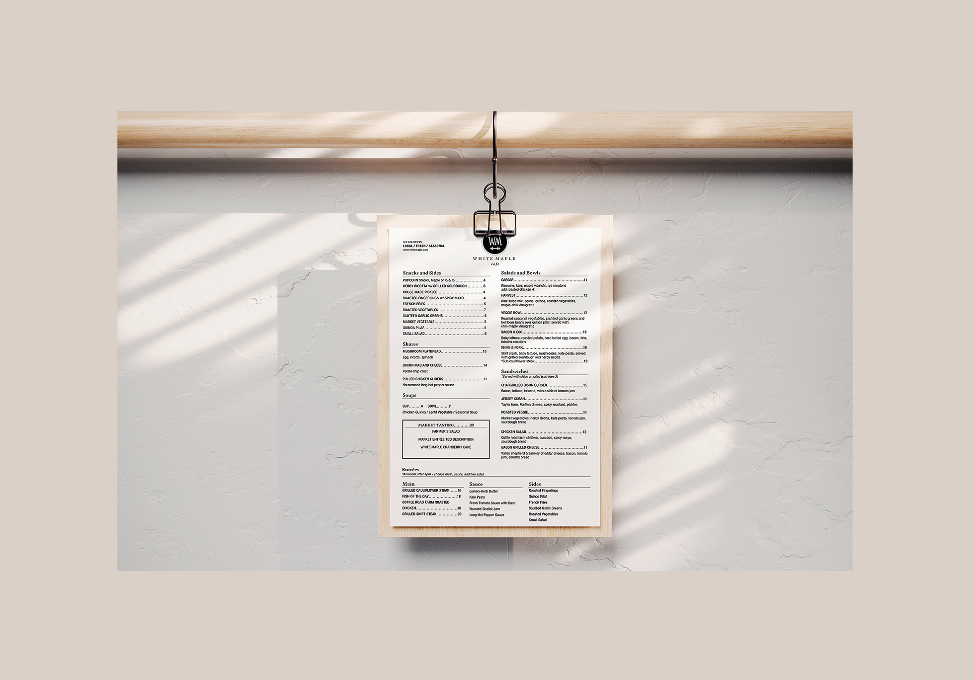 White Maple Menu