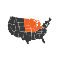 Dunigan Bros. service area map highlighting Midwest Operations