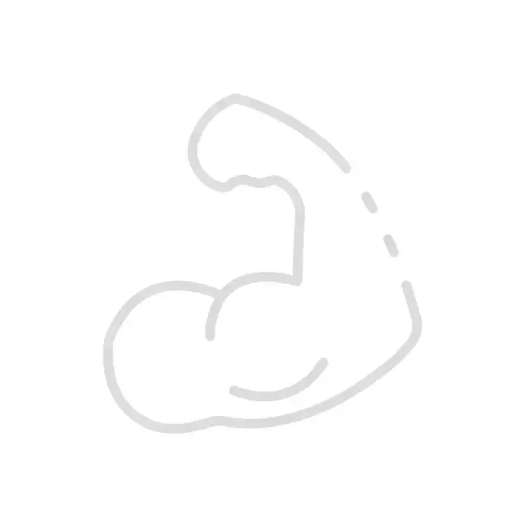 Outline of a flexed bicep muscle in gray on a white background.