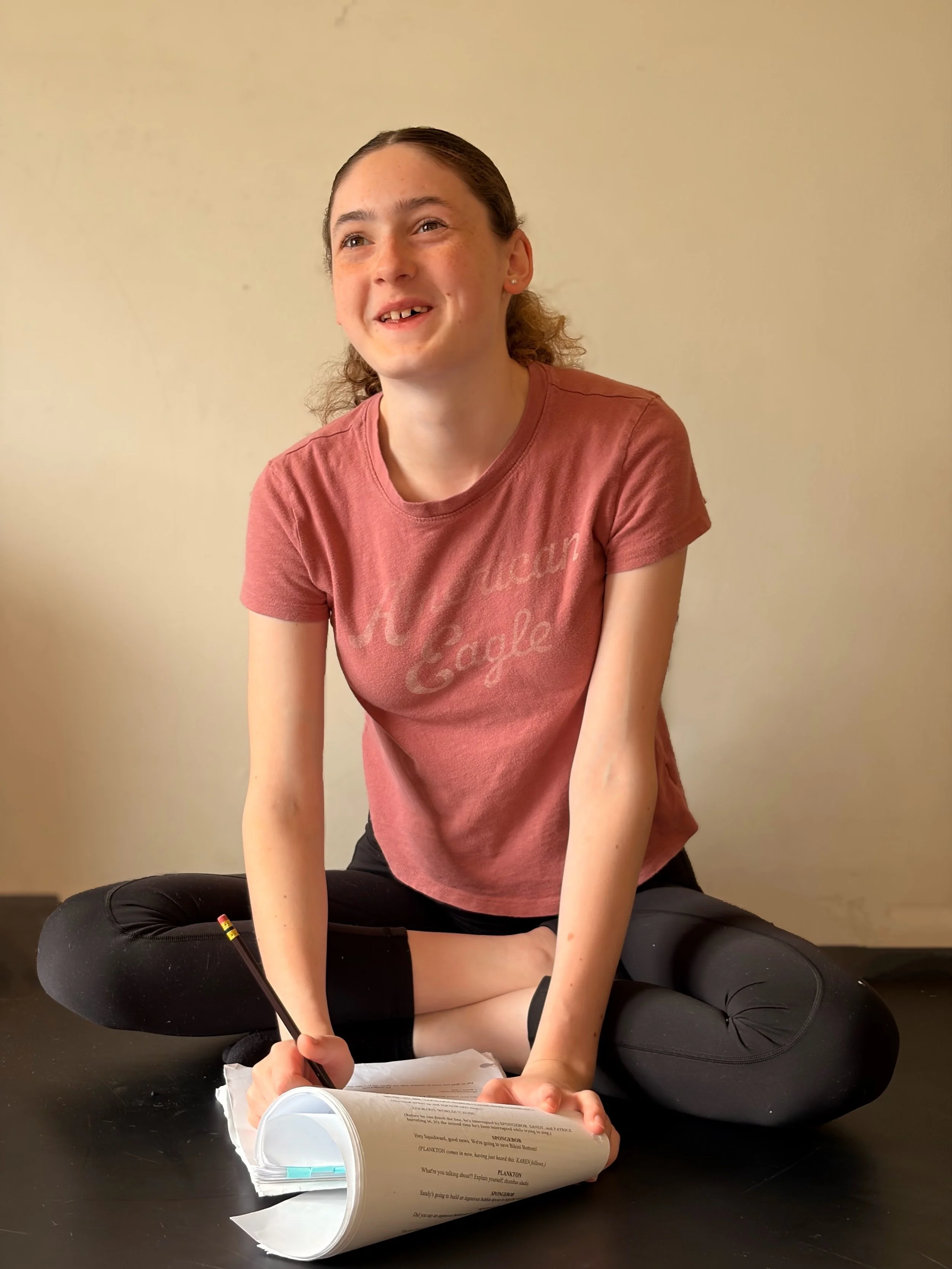 student rehearsing