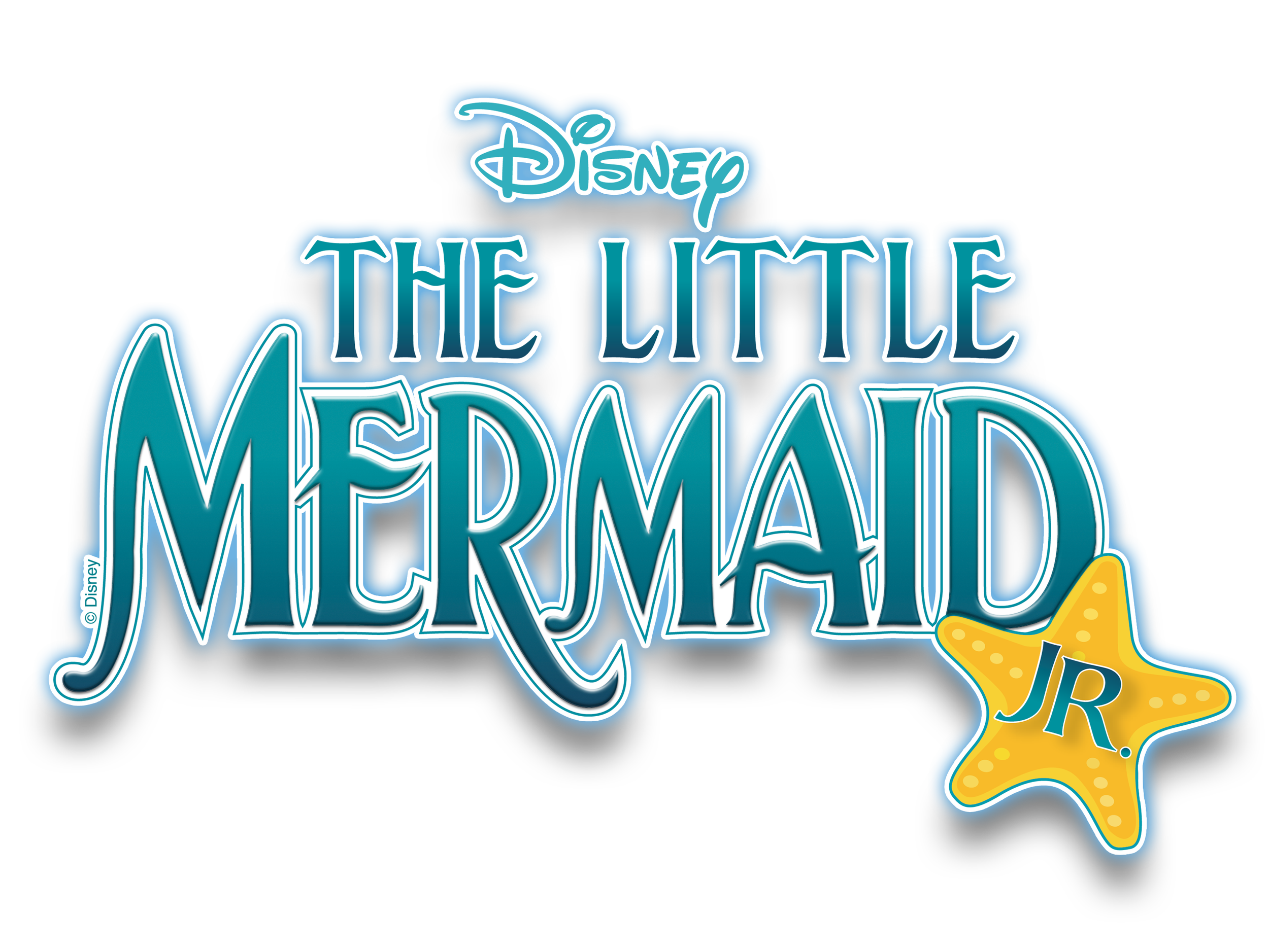 Neon-style logo for Disney The Little Mermaid with a yellow starfish at the bottom right.