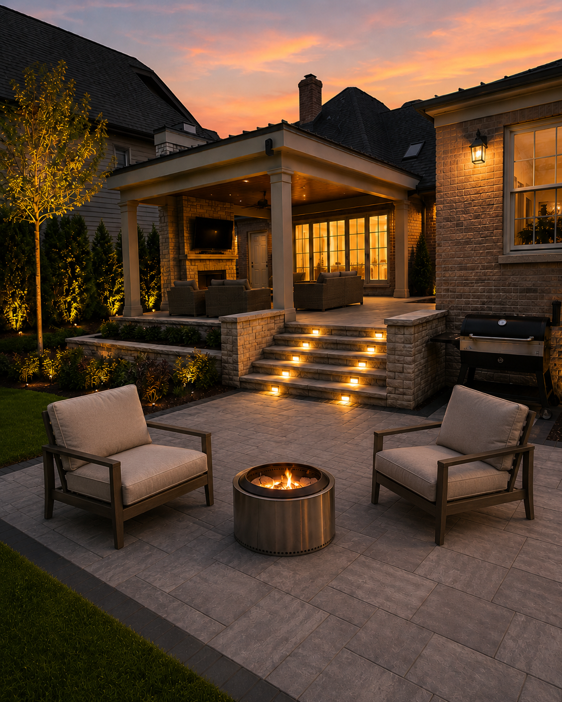 Refresh and elevate existing outdoor spaces with landscape lighting, planting design, privacy solutions, and hardscape additions.