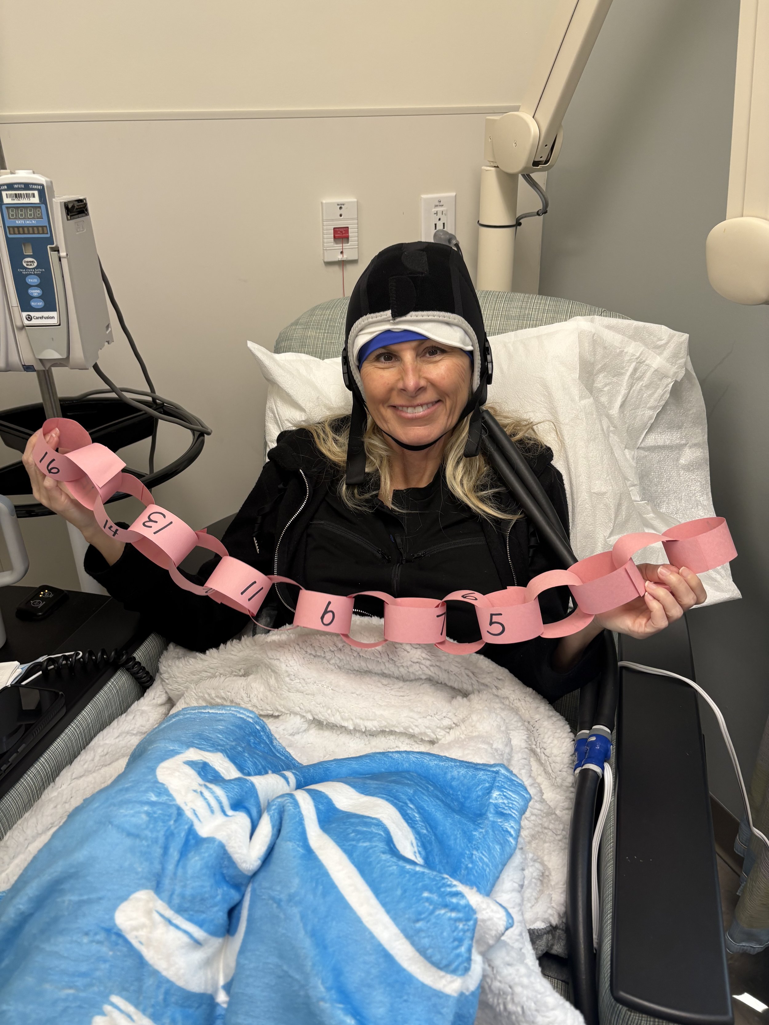 This was Tammy's "chemo chain," and she pulled off one link after each treatment.