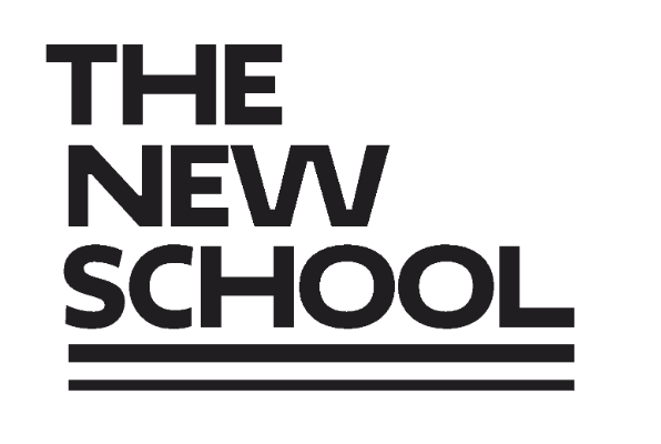 Logo with the text 'The New School' in black, bold letters, with three horizontal lines underneath.