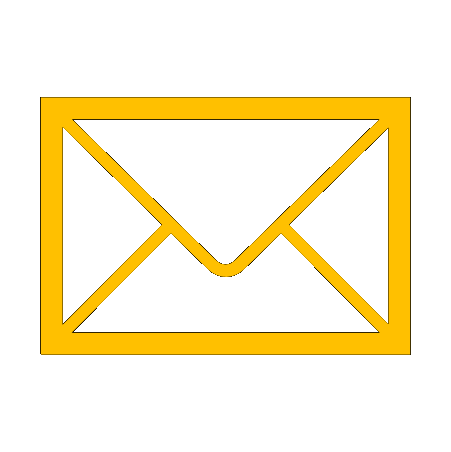 Simplified illustration of an envelope, symbolizing email or messaging, in yellow on a black background.