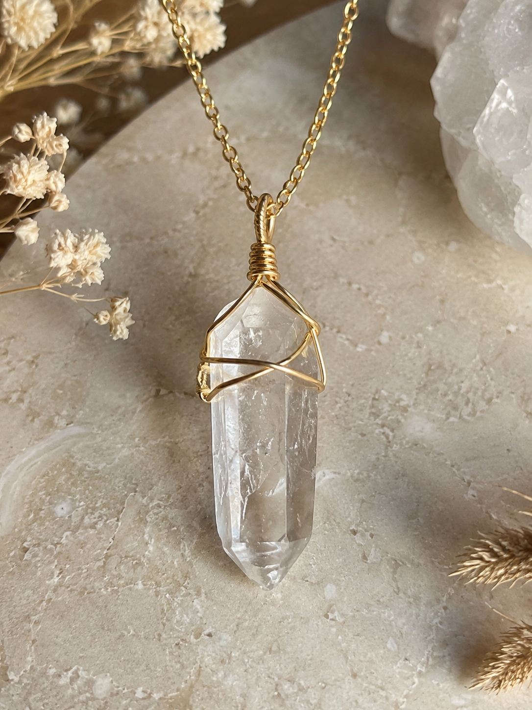 Clear Quartz Point Necklace