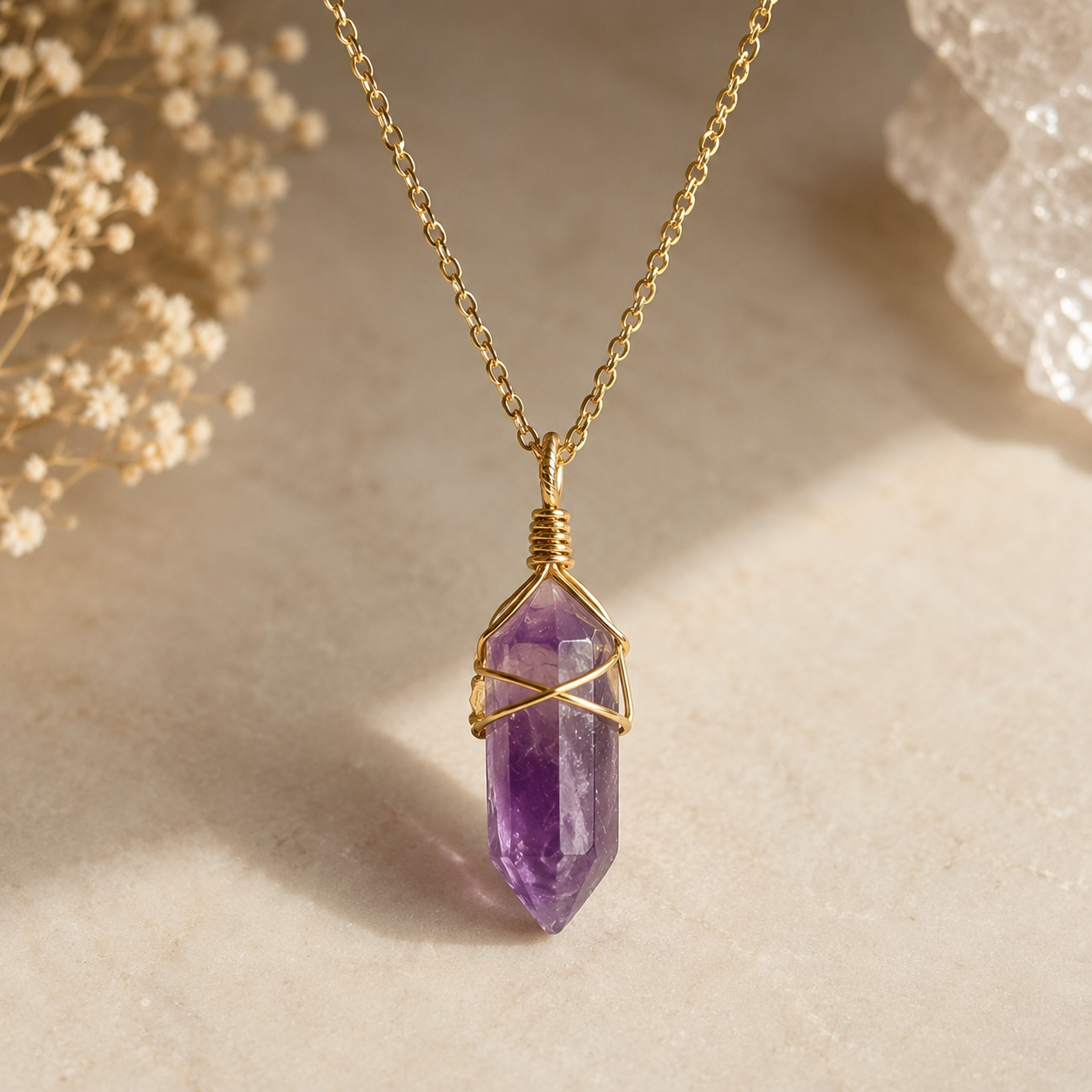 Wrapped Amethyst Necklace