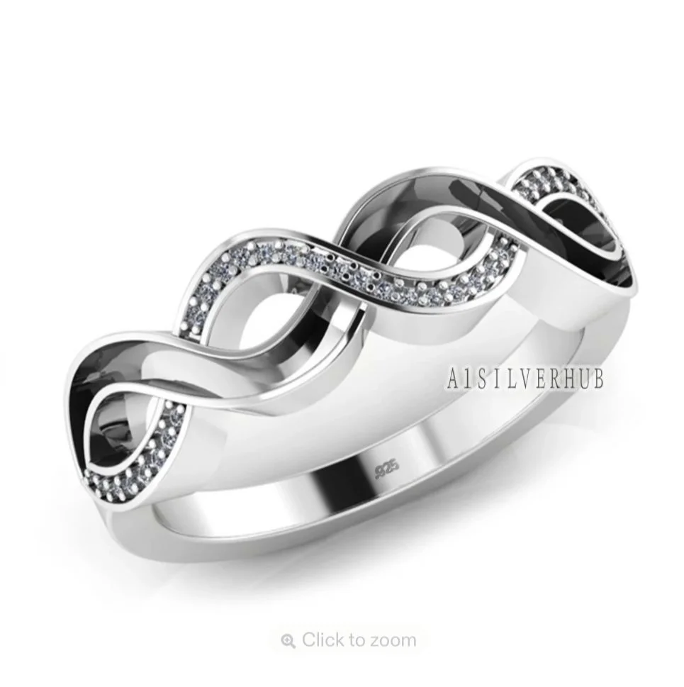 Sterling Silver Infinity Ring with Cubic Zirconia