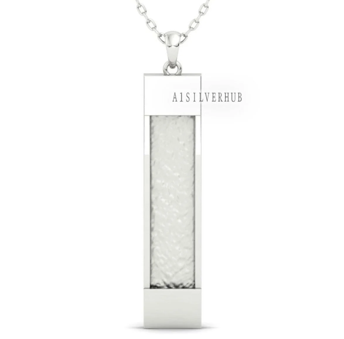 Sterling Silver Rectangular Pendant Necklace