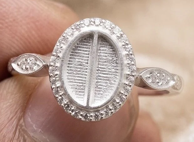 Sterling Silver Memorial Ring with Encrusted Gemstones