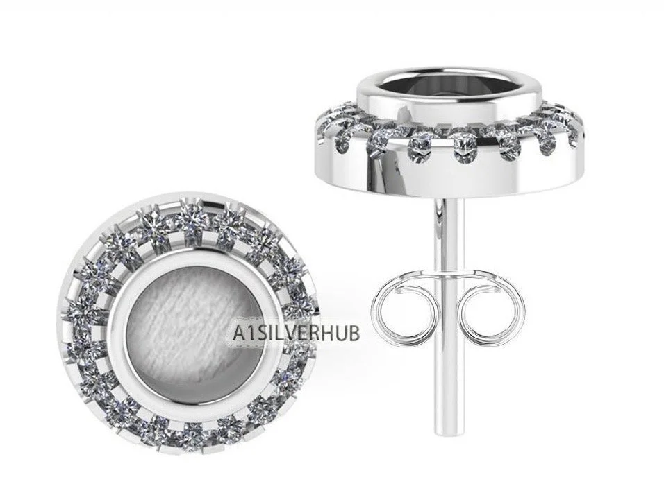 Sterling Silver Memorial Earrings with Cubic Zirconia
